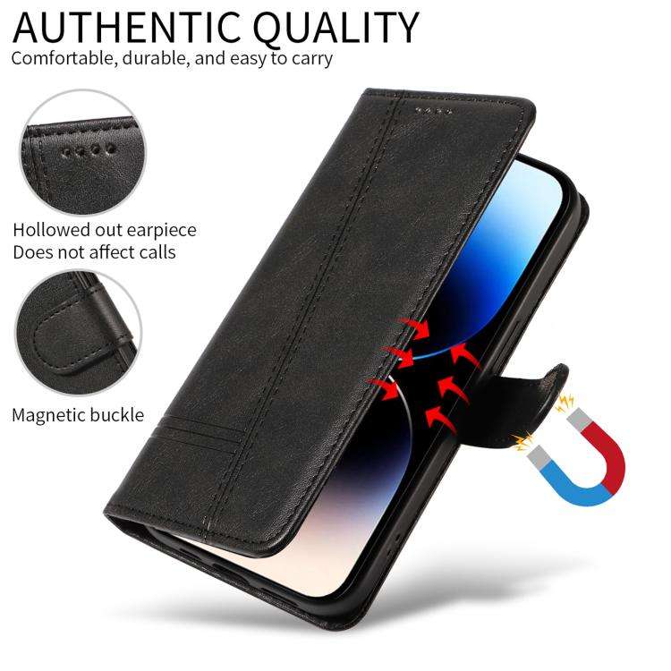 For Redmi Turbo 5 Max 5G T-type Stitch Leather Phone Case(Black)