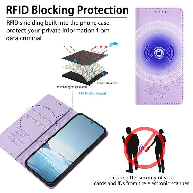For Doogee Note 56X / Note 56X Pro Strong Magnetic Dual Butterfly RFID Vegan Leather Phone Case(L...