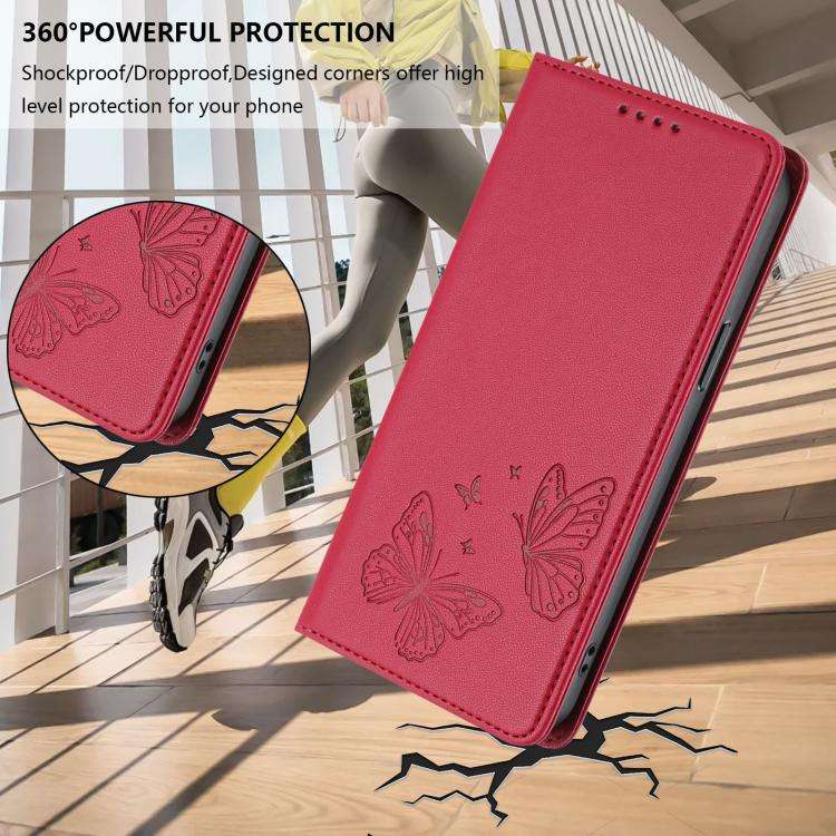For UMIDIGI G100 Pro Strong Magnetic Dual Butterfly RFID Vegan Leather Phone Case(Red)