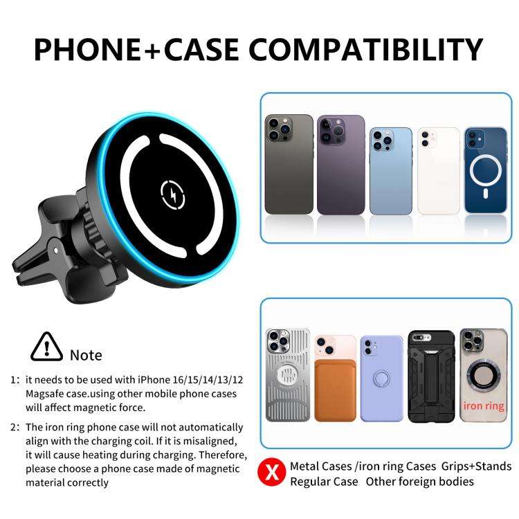 JLM-101 Qi 15W Magnetic Car Wireless Charger Phone Holder with Cable(Grey)