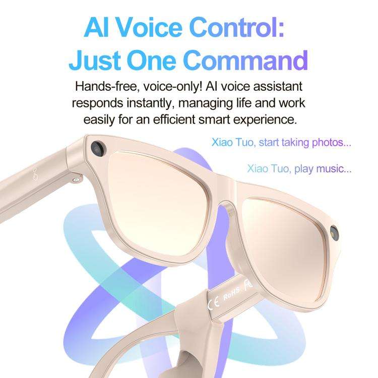 XK One Pro 1080P AI Shooting Smart Glasses(Black Frame Sunglasses+Blue Light Blocking+Purple Lens)