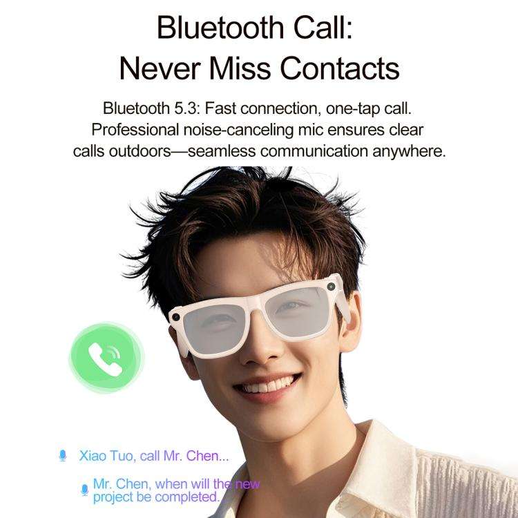 XK One Pro 1080P AI Shooting Smart Glasses(Black Frame Sunglasses+Blue Light Blocking+Purple Lens)