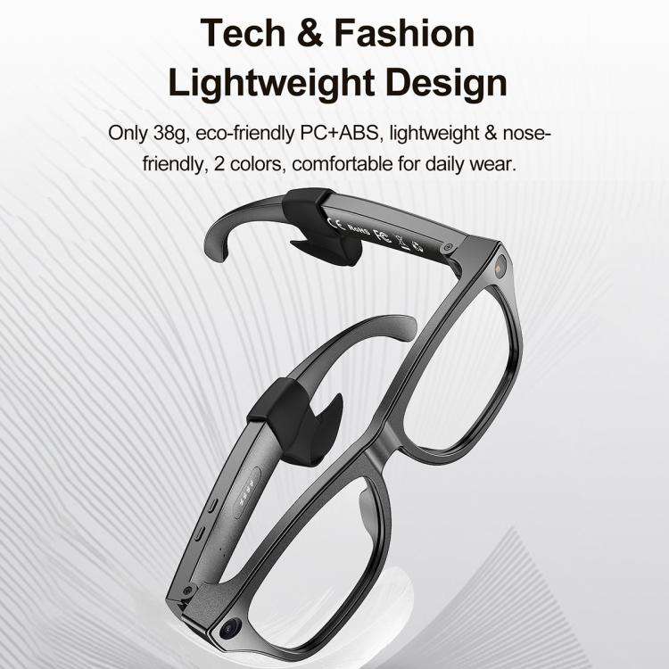 XK One Pro 1080P AI Shooting Smart Glasses(Black Frame Sunglasses+Blue Light Blocking+Purple Lens)