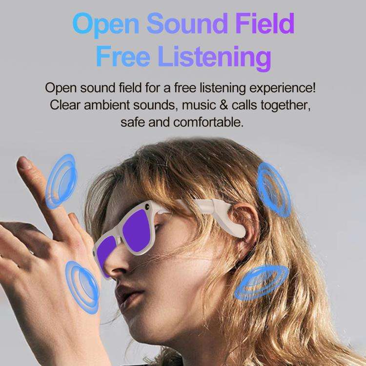 XK One Pro 1080P AI Shooting Smart Glasses(Black Frame Sunglasses+Blue Light Blocking+Purple Lens)