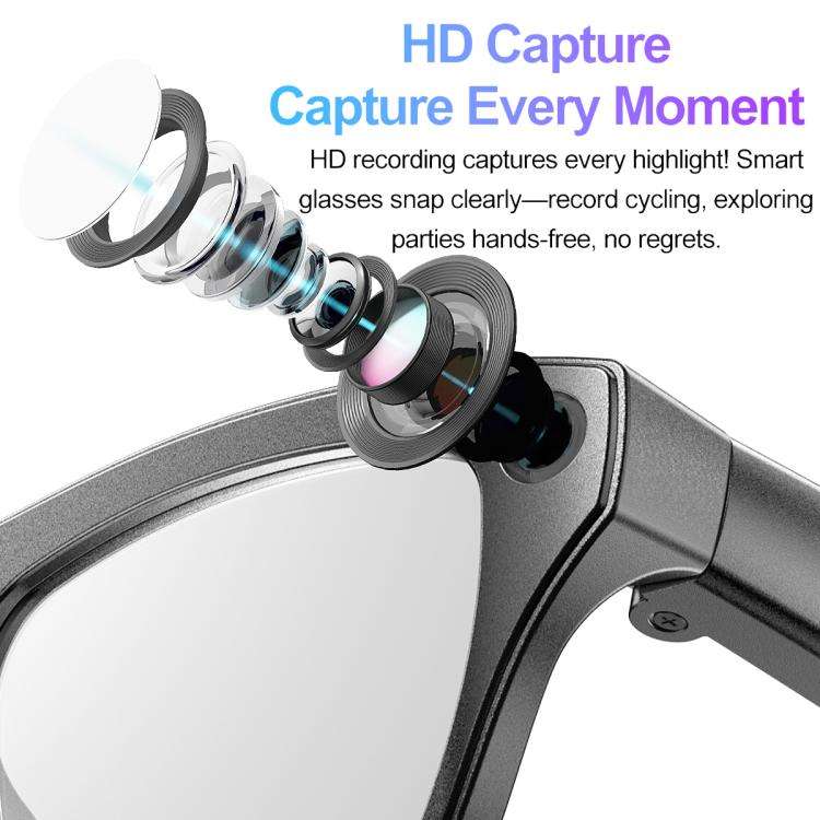 XK One Pro 1080P AI Shooting Smart Glasses(Black Frame Sunglasses+Blue Light Blocking+Purple Lens)