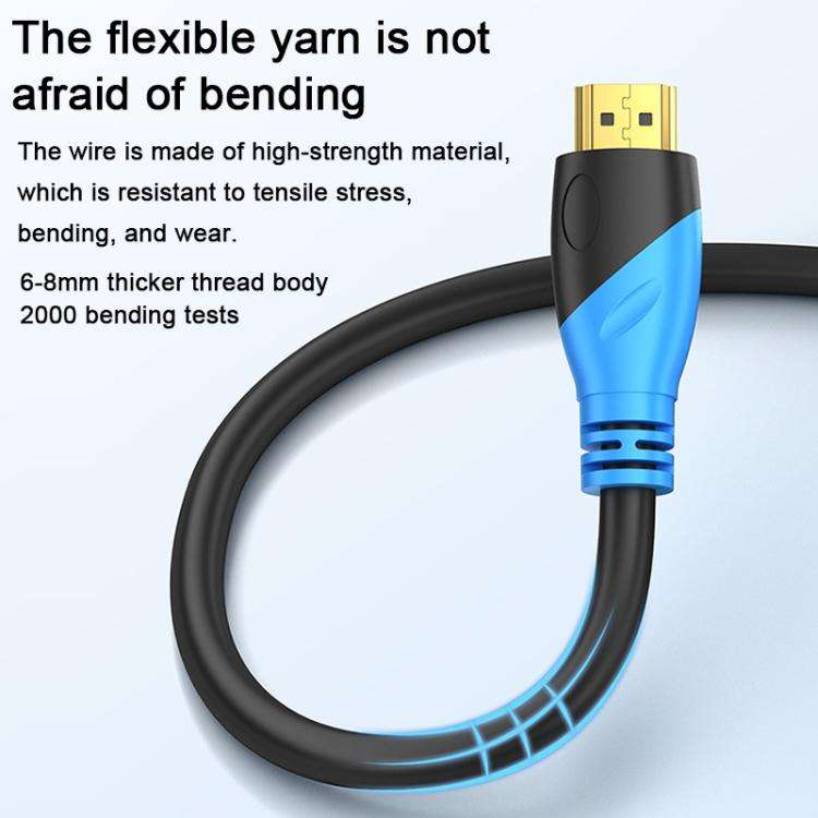 WG143 HDMI Cable 2.0 Version 4K/60HZ TV Data Connection Cable, Length:2m(Black Blue)
