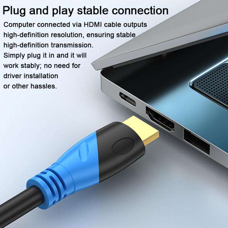 WG143 HDMI Cable 2.0 Version 4K/60HZ TV Data Connection Cable, Length:5m(Black Blue)
