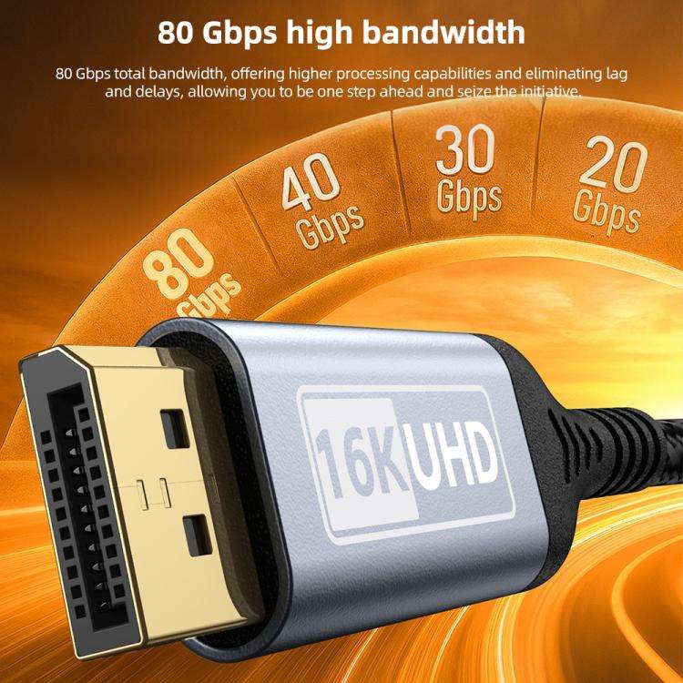 DP to DP 2.1 16K Gaming HD Cable Monitor Adapter Cable, Length:1m(Sky Grey)