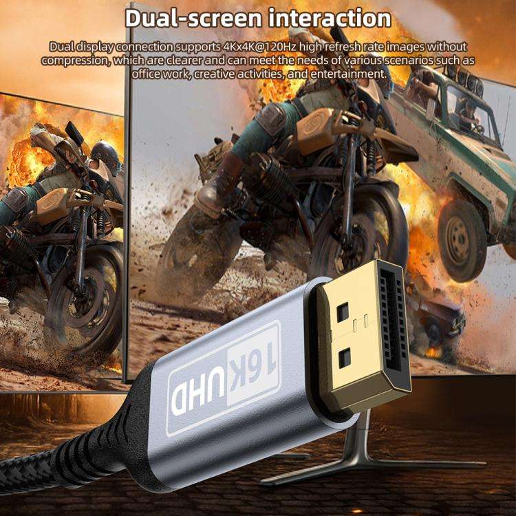 DP to DP 2.1 16K Gaming HD Cable Monitor Adapter Cable, Length:5m(Black)