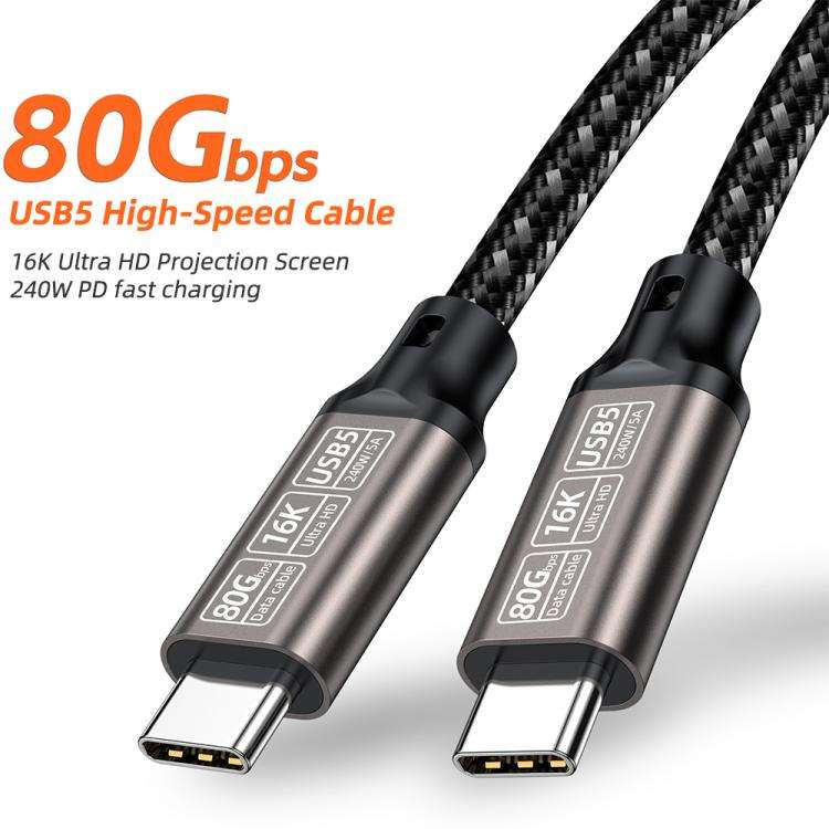 USB5 240W 16K 80Gbps Type-C to Type-C Thunderbolt 4 Full-function Data Cable(Gunmetal)