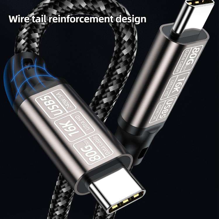 USB5 240W 16K 80Gbps Type-C to Type-C Thunderbolt 4 Full-function Data Cable(Gunmetal)