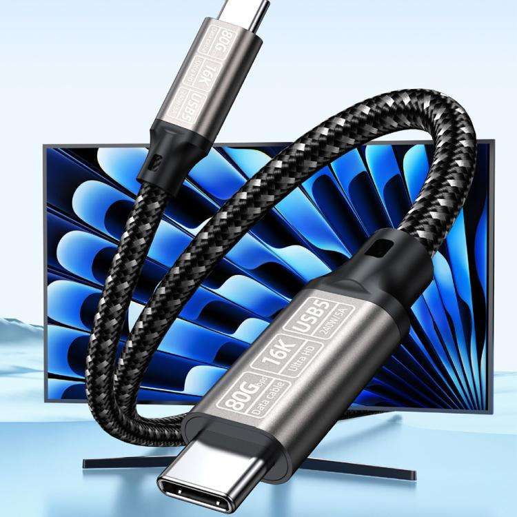 USB5 240W 16K 80Gbps Type-C to Type-C Thunderbolt 4 Full-function Data Cable(Gunmetal)