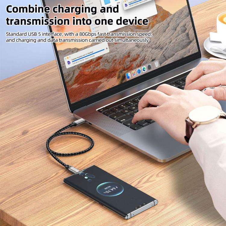 USB5 240W 16K 80Gbps Type-C to Type-C Thunderbolt 4 Full-function Data Cable(Gunmetal)