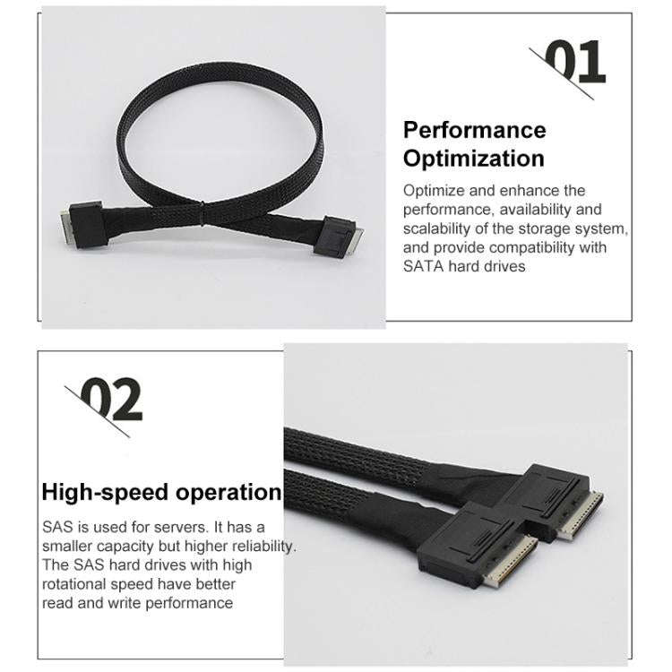 WG181 OculinkSFF-8611 8I to SFF-8611 8I High-speed Data Transmission Connection Cable, Length:0.5m