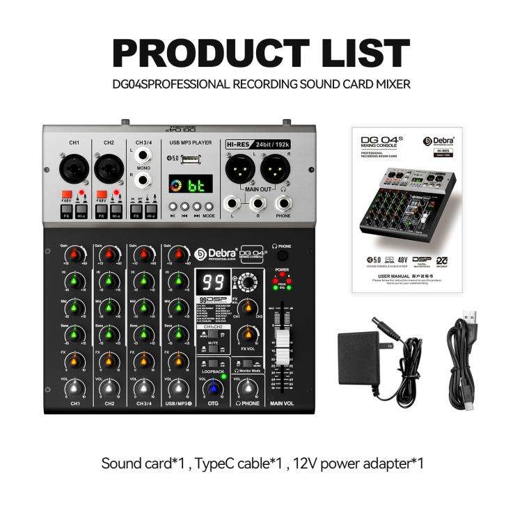 DEBRA DG04S 24bit/192kHz 4-Channels Mixer Sound Card(EU Plug)