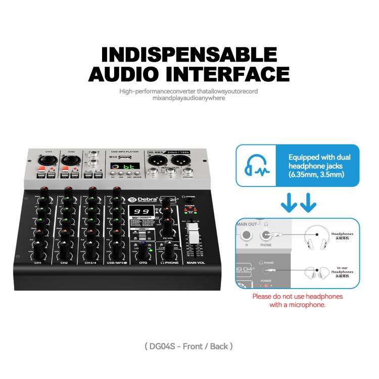 DEBRA DG04S 24bit/192kHz 4-Channels Mixer Sound Card(EU Plug)