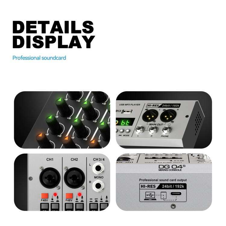 DEBRA DG04S 24bit/192kHz 4-Channels Mixer Sound Card(EU Plug)