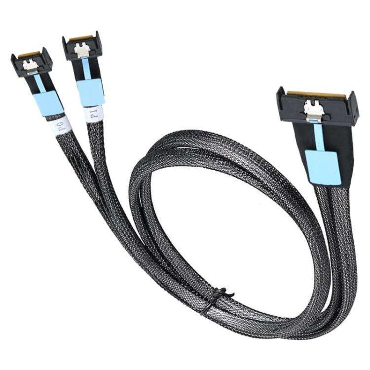 WG185 SlimeSAS MCIOx8 to 2xMCIOx4 Gen5MCIOx8 Server Data Adapter Cable, Length:0.5m(Black)