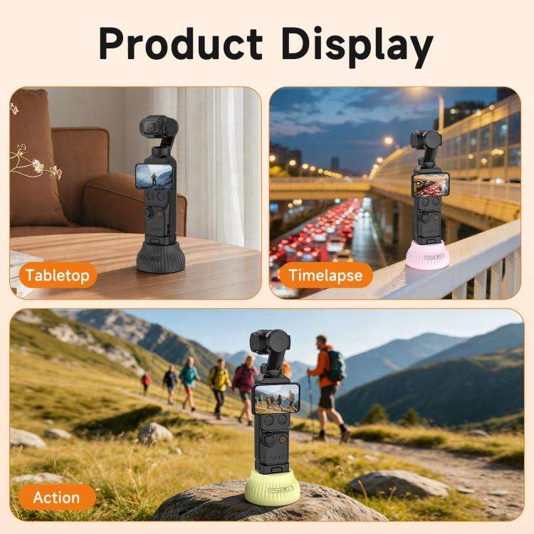 For DJI Osmo Pocket 4 / 3 Sunnylife Silicone Stand Base Car Center Console Base Desktop Stabilize...