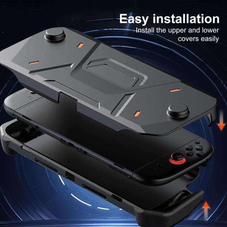 For Nintendo Switch 2 XDcase Mecha Style TPU Middle Frame & PC Front Cover Protective Case(Black)