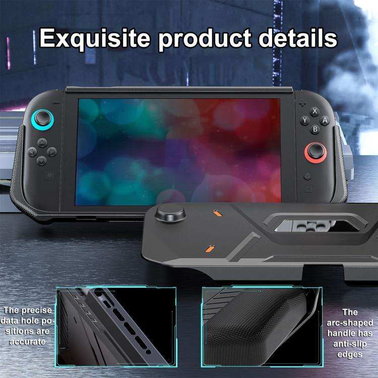 For Nintendo Switch 2 XDcase Mecha Style TPU Middle Frame & PC Front Cover Protective Case(Black)