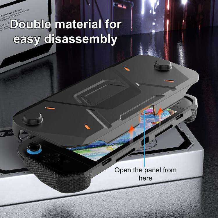 For Nintendo Switch 2 XDcase Mecha Style TPU Middle Frame & PC Front Cover Protective Case(Black)