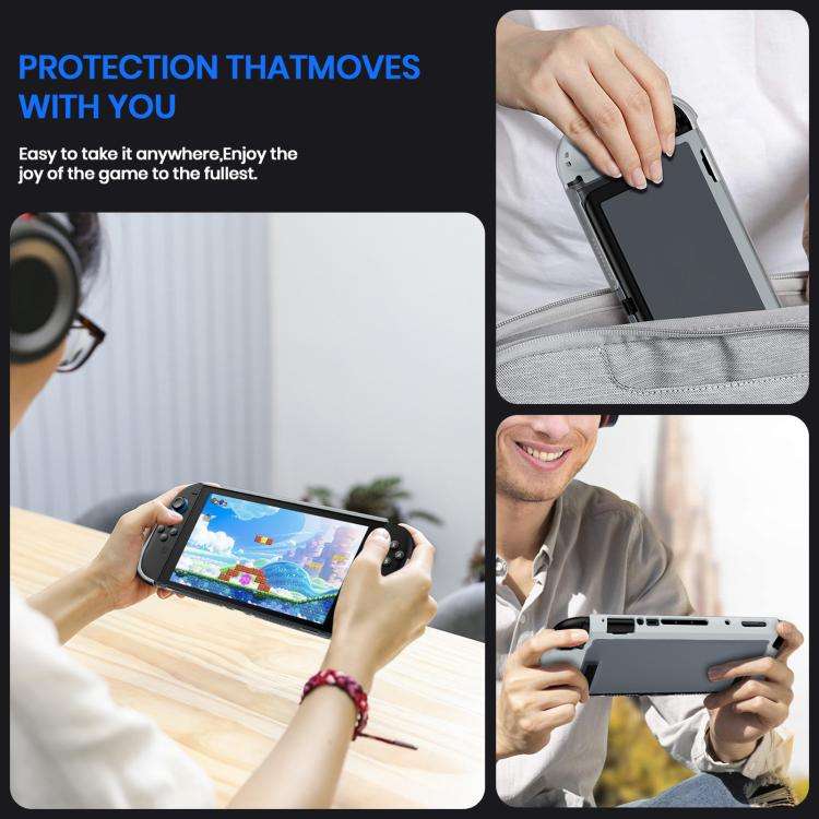 For Nintendo Switch 2 XDcase Transparent Armor Soft-Touch TPU Protective Case with Front Cover(Grey)