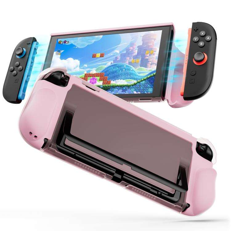 For Nintendo Switch 2 XDcase Transparent Armor Soft-Touch TPU Protective Case with Front Cover(Pink)