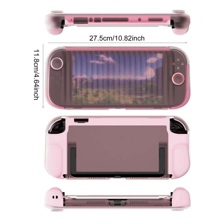 For Nintendo Switch 2 XDcase Transparent Armor Soft-Touch TPU Protective Case with Front Cover(Pink)