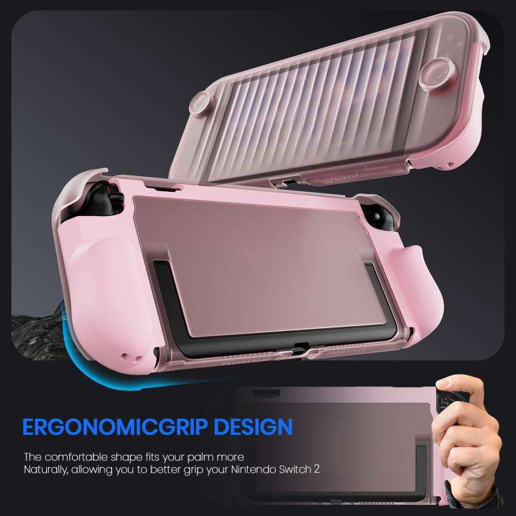 For Nintendo Switch 2 XDcase Transparent Armor Soft-Touch TPU Protective Case with Front Cover(Pink)