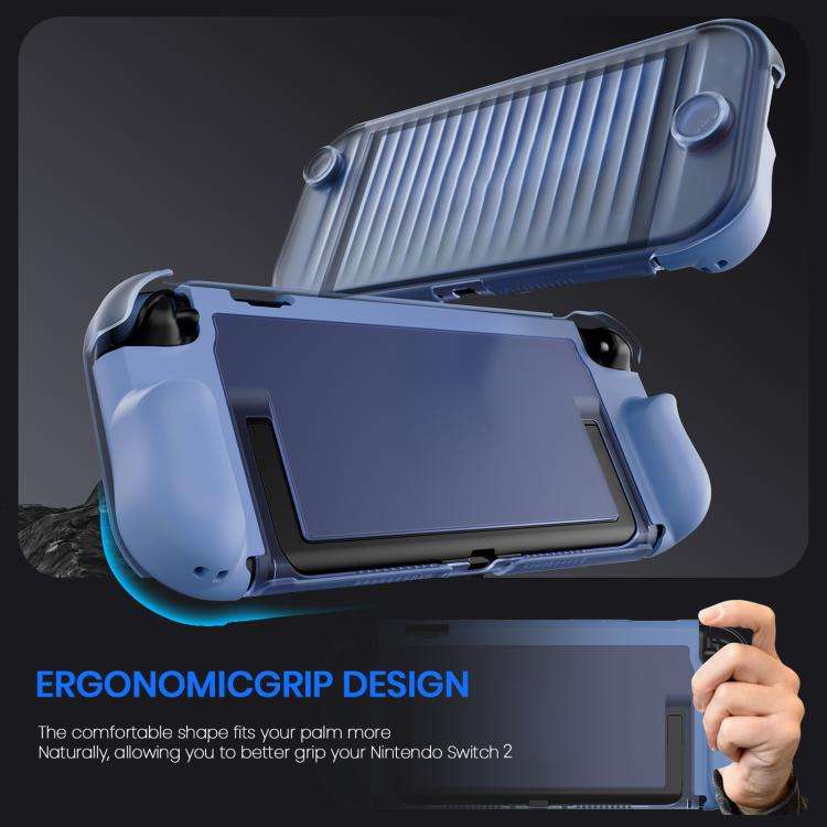 For Nintendo Switch 2 XDcase Transparent Armor Soft-Touch TPU Protective Case with Front Cover(Blue)