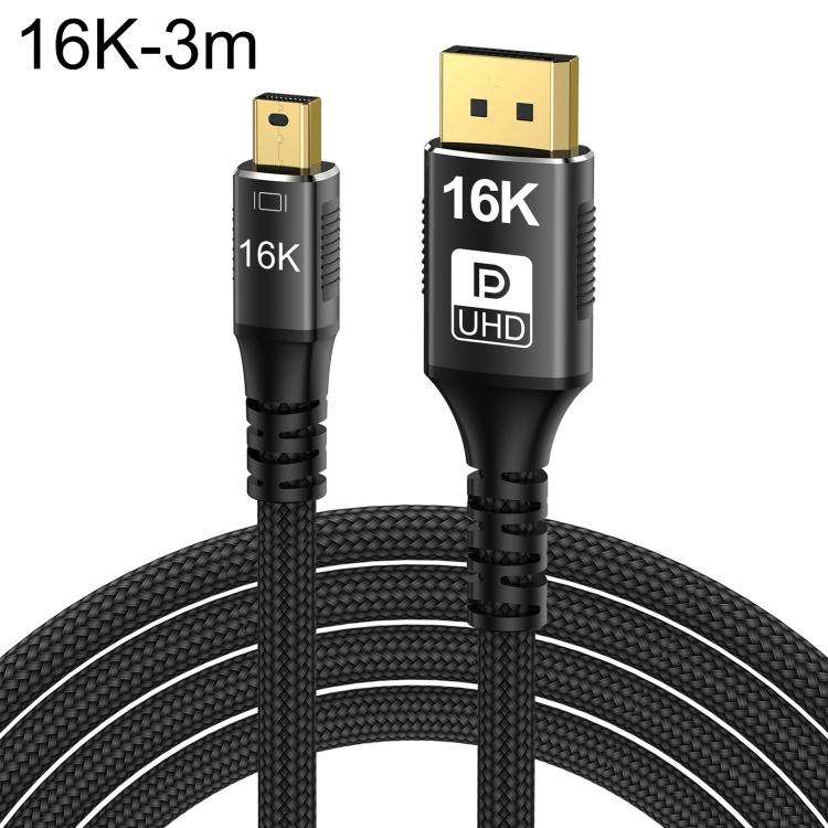 WG233 Mini DP to DP1.4 16K HD Video Adapter Cable, Length:3m(Black)