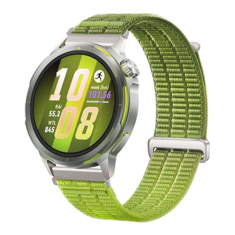 18mm Double-Link Cloud Feel Breathable Nylon Loop Metal Connectors Watch Band(Lime Wild Run)