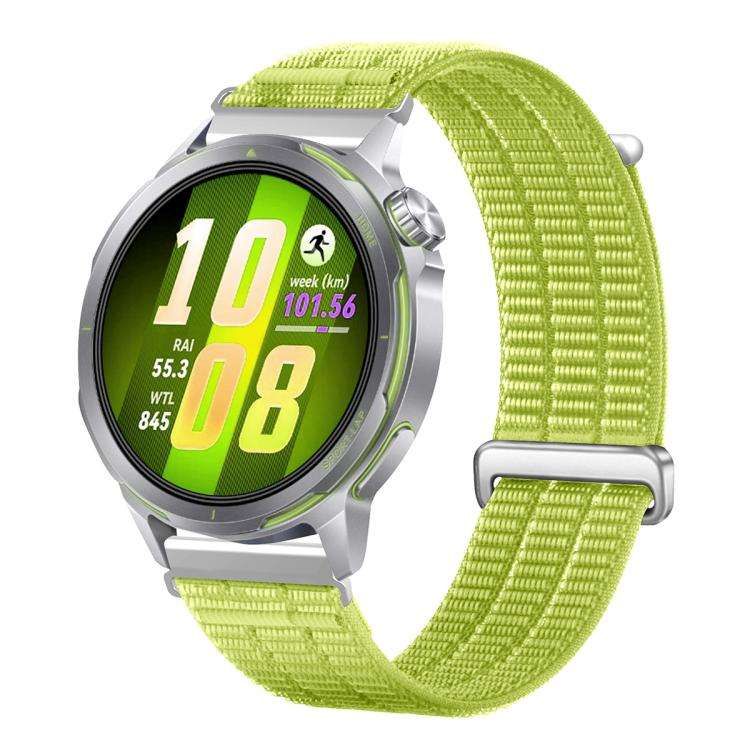 20mm Double-Link Cloud Feel Breathable Nylon Loop Metal Connectors Watch Band(Prairie Green)