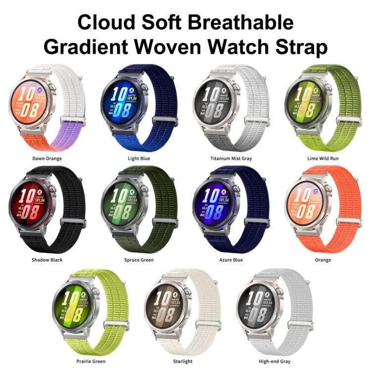 20mm Double-Link Cloud Feel Breathable Nylon Loop Metal Connectors Watch Band(Prairie Green)