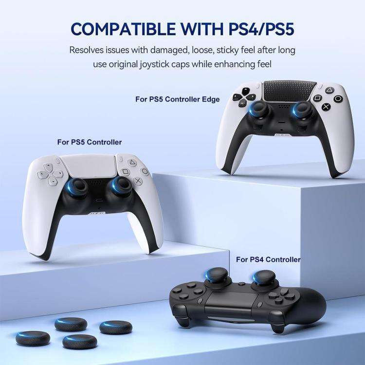 XDcase 10pcs Joystick Replacement Thumb Grip Caps for PS5 / PS4(Black)