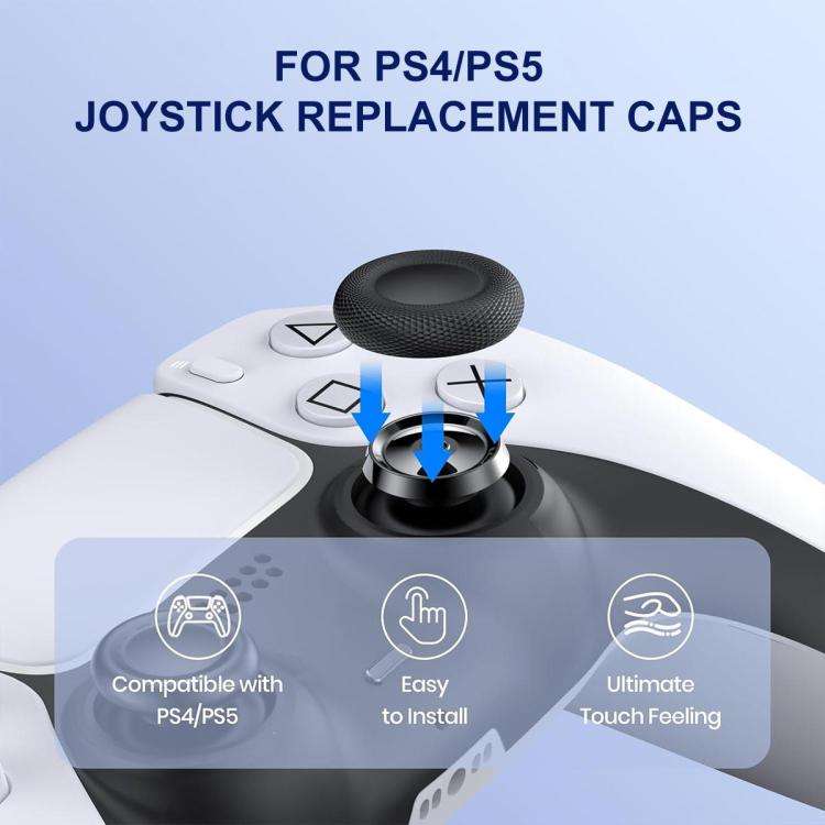 XDcase 10pcs Joystick Replacement Thumb Grip Caps for PS5 / PS4(Black)