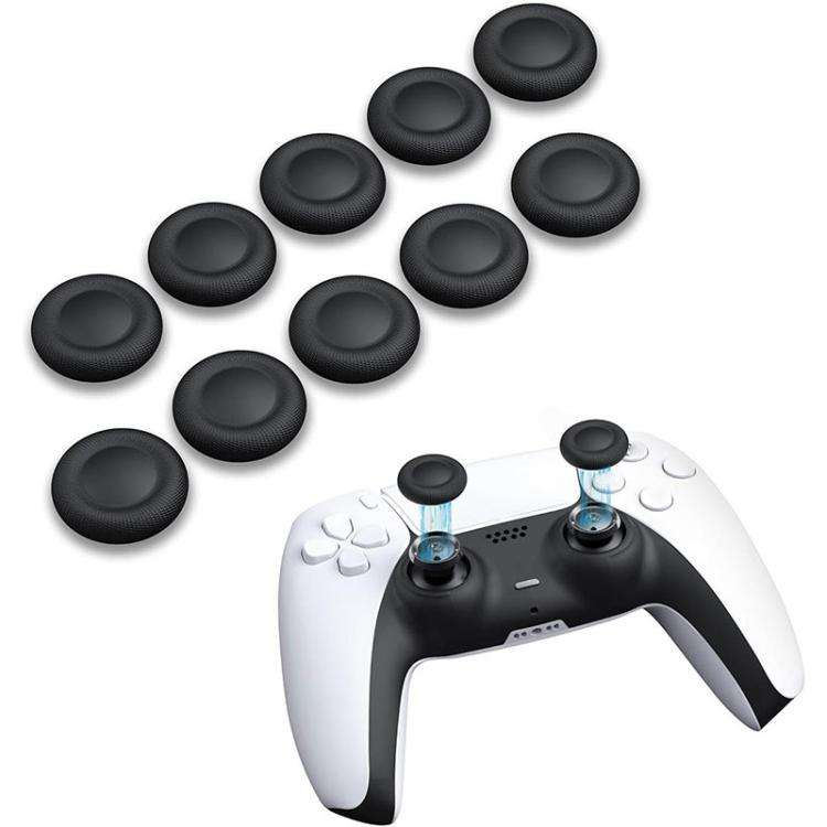XDcase 10pcs Joystick Replacement Thumb Grip Caps for PS5 / PS4(Black)