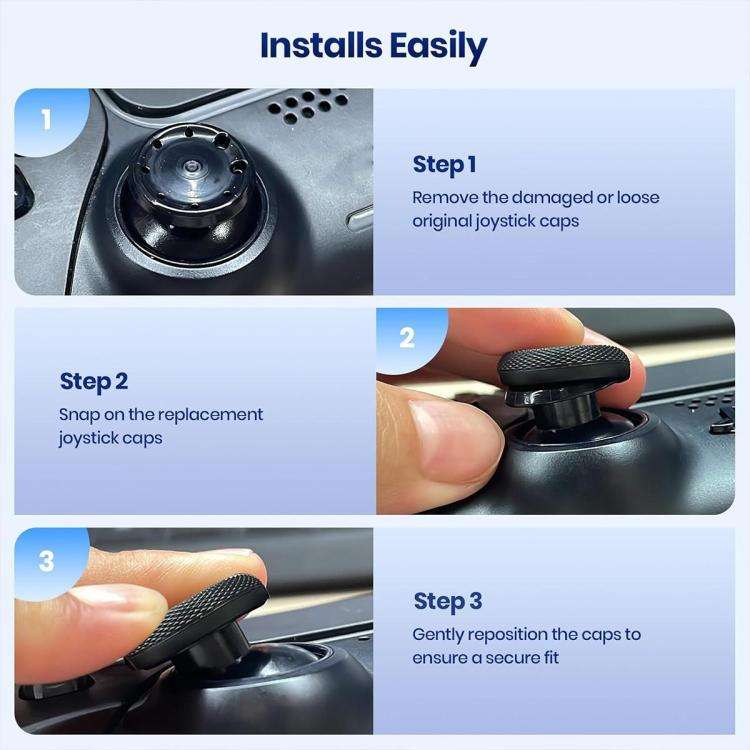 XDcase 10pcs Joystick Replacement Thumb Grip Caps for PS5 / PS4(Black)