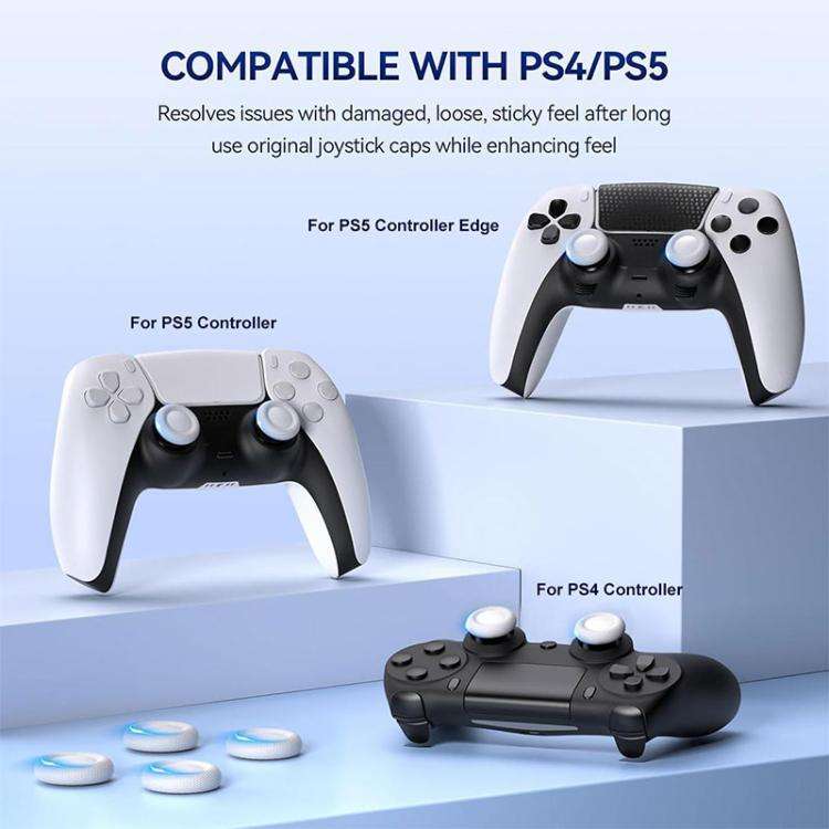 XDcase 10pcs Joystick Replacement Thumb Grip Caps for PS5 / PS4(White)