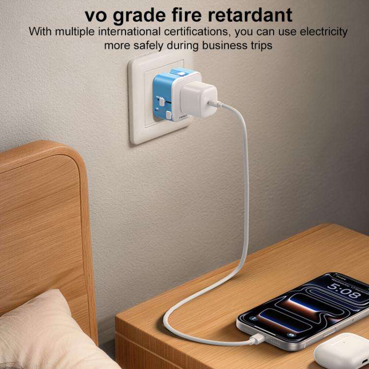 MOMAX UA37 1-World Pocket Mini Ultra-thin Universal Travel Adapter, Plug:US Plug(Blue)