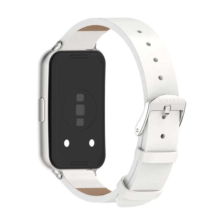 For Huawei Band 11 / Band 11 Pro MIJOBS Microfiber Vegan Leather Watch Band(White Silver)