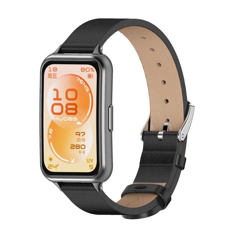 For Huawei Band 11 / Band 11 Pro MIJOBS Microfiber Vegan Leather Watch Band(Black)