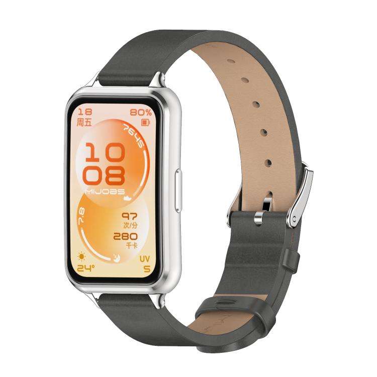 For Huawei Band 11 / Band 11 Pro MIJOBS Microfiber Vegan Leather Watch Band(Grey Silver)