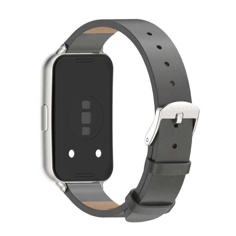 For Huawei Band 11 / Band 11 Pro MIJOBS Microfiber Vegan Leather Watch Band(Grey Silver)