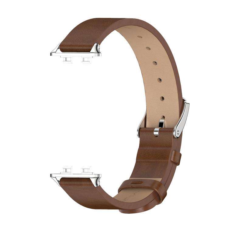 For Huawei Band 11 / Band 11 Pro MIJOBS Microfiber Vegan Leather Watch Band(Brown Silver)