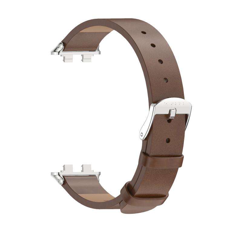 For Huawei Band 11 / Band 11 Pro MIJOBS Microfiber Vegan Leather Watch Band(Brown Silver)