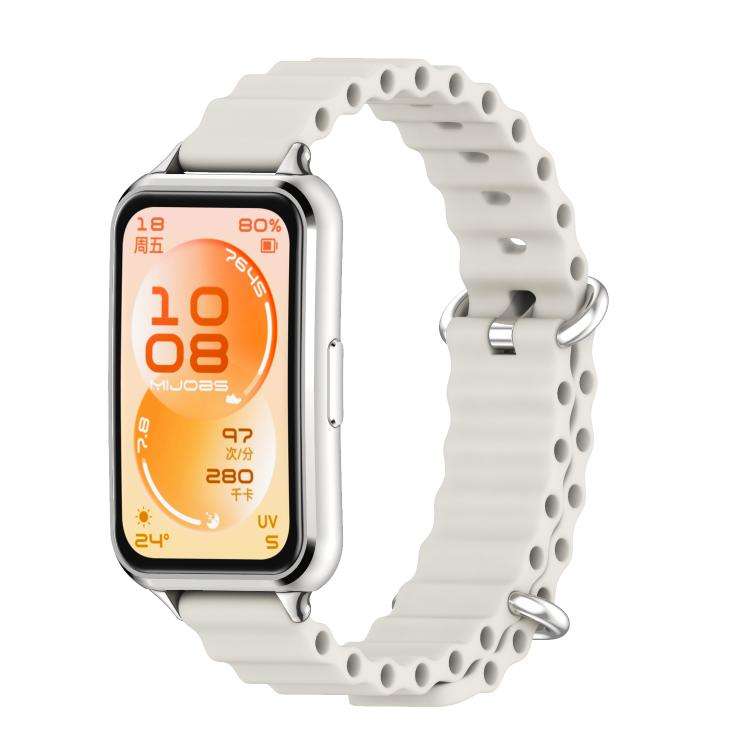 For Huawei Band 11 / Band 11 Pro MIJOBS Ocean Silicone Breathable Watch Band(Grey+Silver)