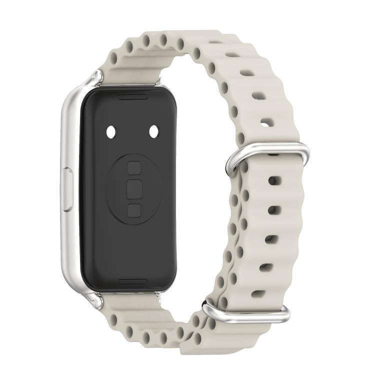 For Huawei Band 11 / Band 11 Pro MIJOBS Ocean Silicone Breathable Watch Band(Grey+Silver)