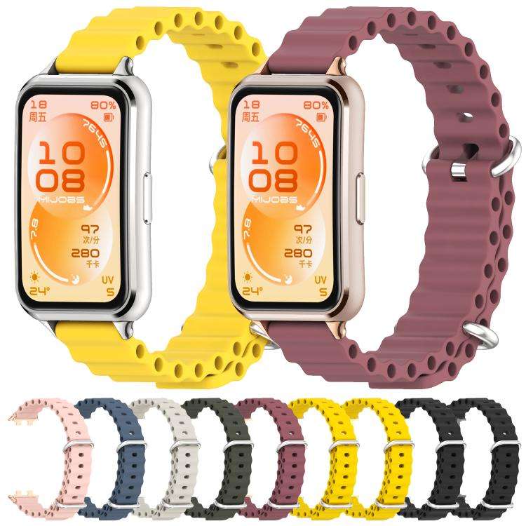 For Huawei Band 11 / Band 11 Pro MIJOBS Ocean Silicone Breathable Watch Band(Grey+Silver)
